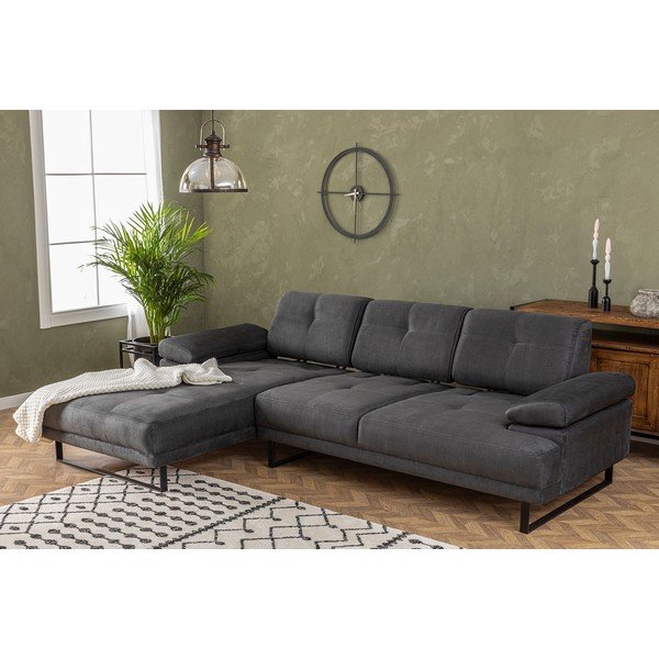 Tamsiai pilka kampinė sofa Artie Mustang, kairysis kampas-image-1