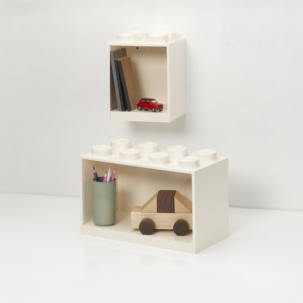 2 vaikiškų baltų sieninių lentynų rinkinys LEGO® Brick-image-1