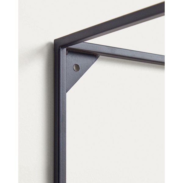 Juodos spalvos/natūralios spalvos iš kėnio masyvo sieninė lentyna 90 cm Elisha – Kave Home-image-4