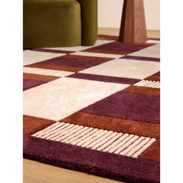 Rankų darbo bordo spalvos/kreminės spalvos iš perdirbto pluošto kilimas 160x230 cm Franka – MADE-image-2