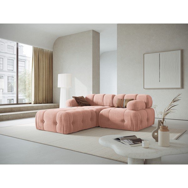 Kampinė sofa šviesiai rožinės spalvos Ferento – Cosmopolitan Design-image-2