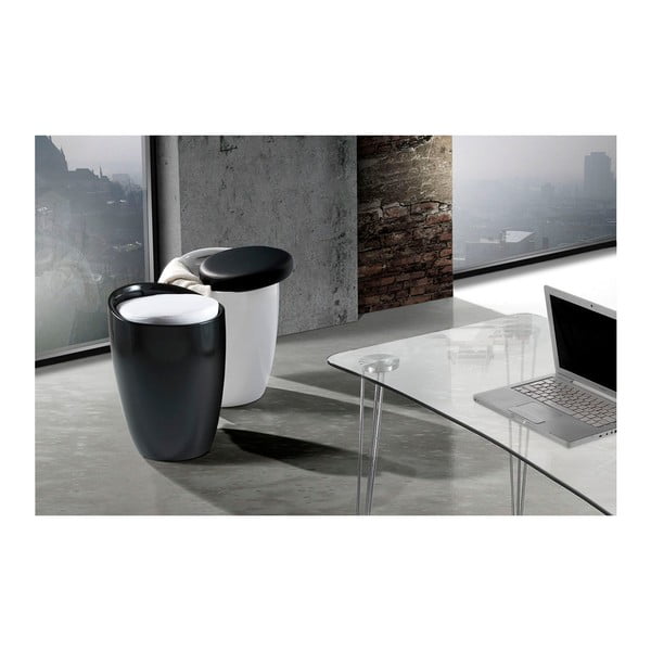 Juodai balta taburetė su laikymo vieta Tomasucci Pillow-image-3