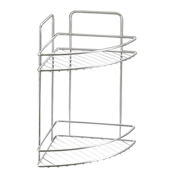 Blizgios sidabrinės spalvos iš plieno vonios lentyna Luxy – Metaltex