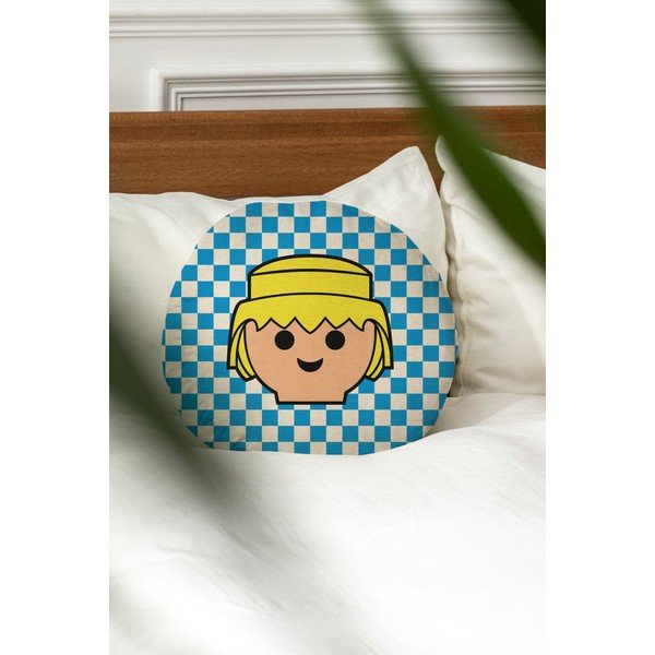 Iš lino mišinio vaikiška pagalvė Checkerboard – Playmobil-image-1