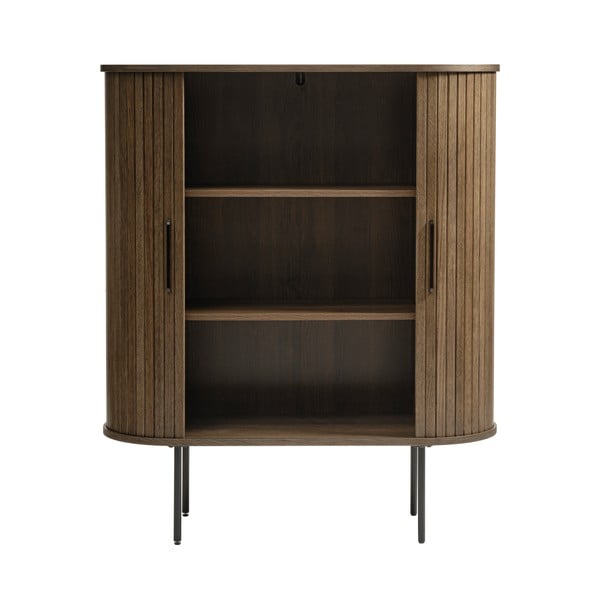 Spintelė rudos spalvos iš ąžuolo su stumdomomis durimis 100x118 cm Nola – Unique Furniture-image-3