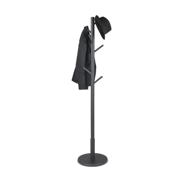 Juodos spalvos iš kaučiukmedžio masyvo palto stovas ø 36x170 cm Bro – Spinder Design-image-2