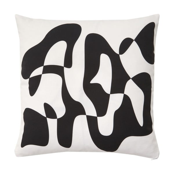 Baltos-juodos medvilnės dekoratyvinis pagalvės užvalkalas Westwing Collection, 45 x 45 cm