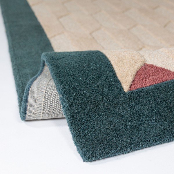 Rankų darbo natūralios spalvos/žalsvai mėlynos spalvos iš vilnos kilimas 60x230 cm Apex Border Wool – Flair Rugs-image-2