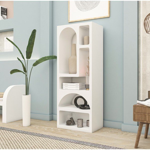 Knygų spinta  baltos spalvos 60x150 cm Lorin – Kalune Design-image-1