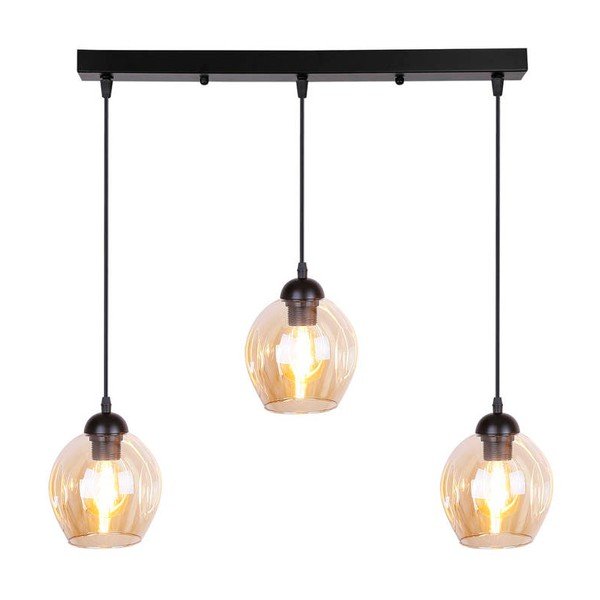 Juodas pakabinamas šviestuvas su stikliniu gaubtu 14x70 cm Aspa - Candellux Lighting-image-4