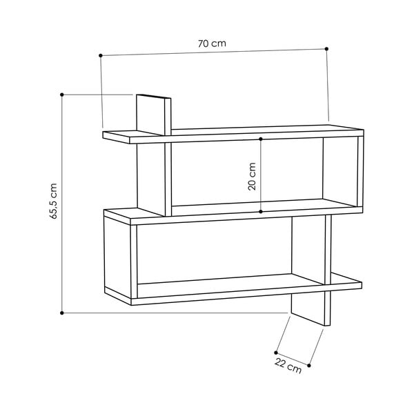 Kelių aukštų sieninė lentyna natūralios spalvos iš ąžuolo 70 cm Paralel – Kalune Design-image-2