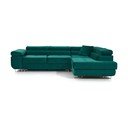 Žalios spalvos iš velveto sulankstoma/su sandėliavimo vieta kampinė sofa (su dešiniuoju kampu/„L“ formos) Anton – ELTAP