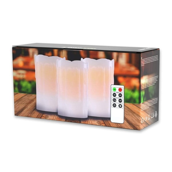 3 LED žvakių rinkinys su nuotolinio valdymo pulteliu DecoKing Drip, 12,5 cm aukščio-image-2