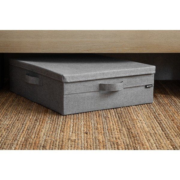 Pilkos spalvos iš tekstilės daiktadėžė su dangčiu 46x56x16 cm Soft Storage Low – Bigso-image-1