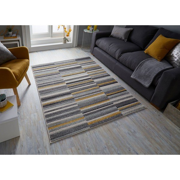 Pilkos ir geltonos spalvos kilimas "Flair Rugs Urban Lines", 100 x 150 cm-image-4