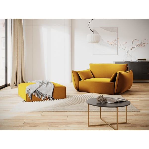 Garstyčių spalvos iš velveto krėslas Vanda – Mazzini Sofas-image-1