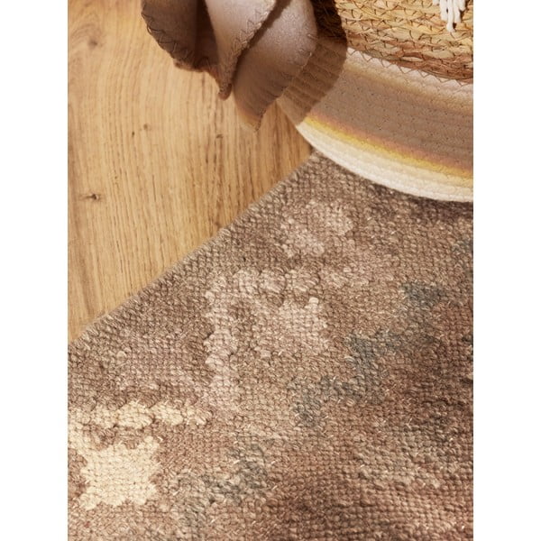 Apverčiamas/rankų darbo šviesiai mėlynos spalvos/smėlio spalvos iš vilnos kilimas 60x190 cm Kamal Dune – Nouristan-image-4