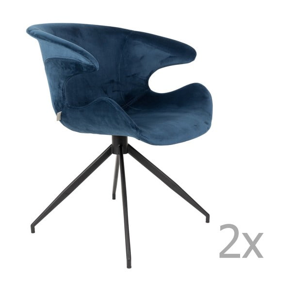 2 mėlynų kėdžių su porankiais rinkinys Zuiver Mia