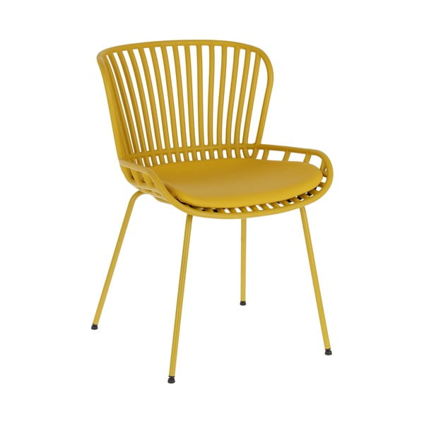 Geltonos spalvos sodo kėdė su plienine konstrukcija Kave Home Surpik