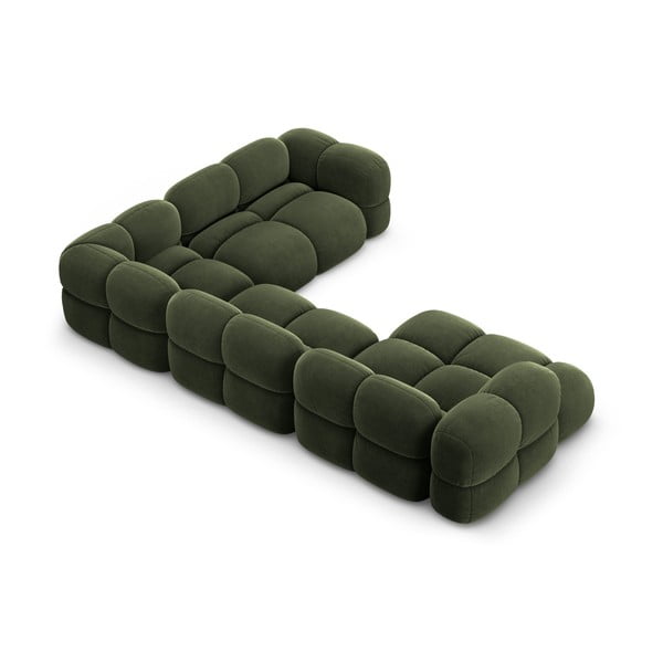 Žalios spalvos iš velveto kampinė sofa (su dešiniuoju kampu/„U“ formos) Loretto – Cosmopolitan Design-image-3