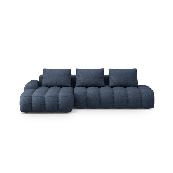 Tamsiai mėlynos spalvos sulankstoma/su sandėliavimo vieta kampinė sofa (su kairiuoju kampu/su gultu) Linz – Cosmopolitan Design