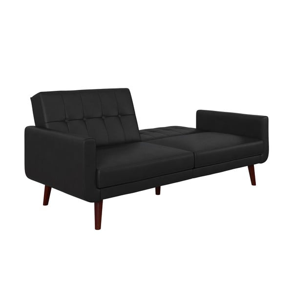 Juodos spalvos iš dirbtinės odos sulankstoma sofa 200 cm Nola – Støraa-image-3