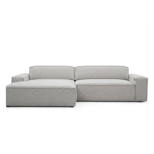 Pilkos spalvos sulankstoma/ar elektrisko sēdekļa regulēšanu kampinė sofa (su kairiuoju kampu) Abel – Bobochic Paris