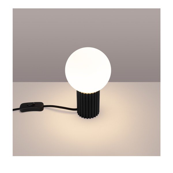 Juodos spalvos stalinis šviestuvas (aukštis 19 cm) su stiklo gaubtu Orbital – Sollux-image-1