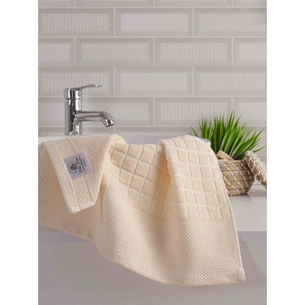 Iš frote audinio iš medvilnės vonios rankšluosčių rinkiniai baltos spalvos 2 vnt. Square – Mila Home-image-2