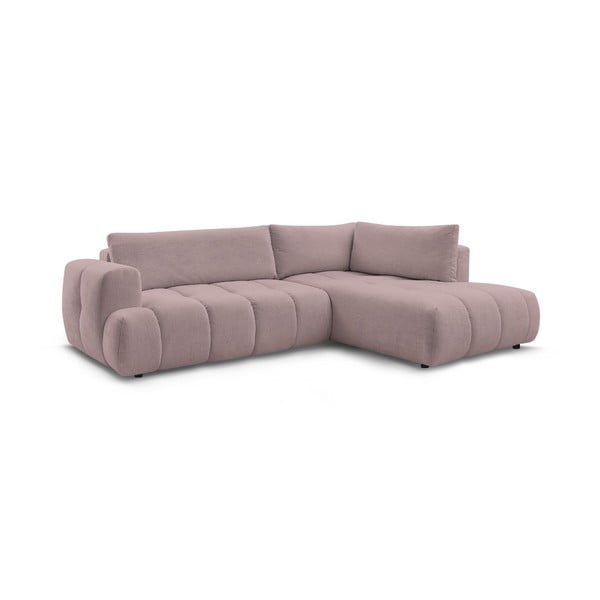 Rožinės spalvos sulankstoma/su sandėliavimo vieta kampinė sofa (su dešiniuoju kampu/„L“ formos) Fuji – Bobochic Paris-image-3