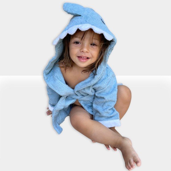 Mėlynas medvilninis kūdikių chalatas S dydžio Shark - Rocket Baby-image-1