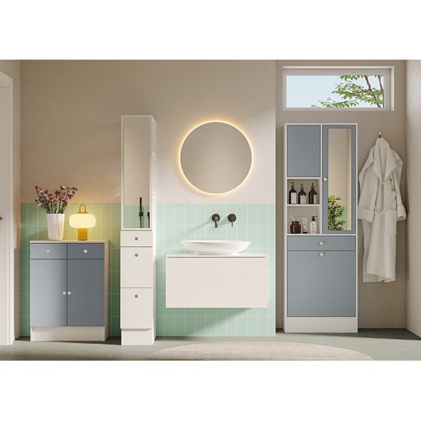 Vonios daiktadėžė baltos spalvos/pilkos spalvos 63x181 cm Combi – TemaHome-image-1