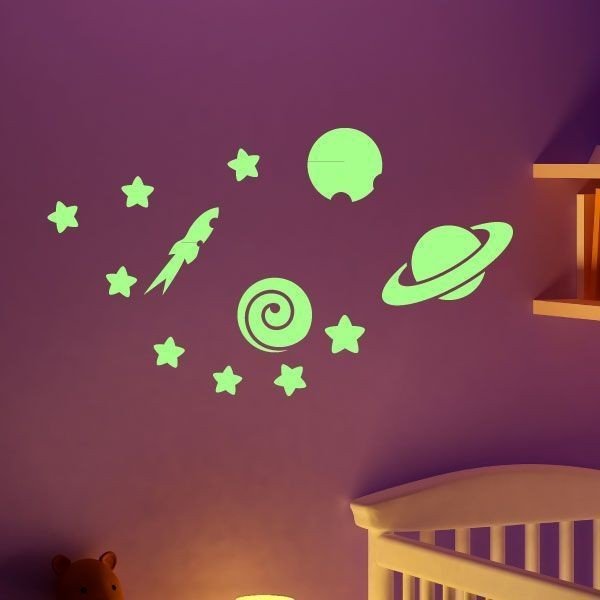 Tamsoje šviečiantys lipdukai Planetos ir žvaigždės, 55x10 cm-image-1