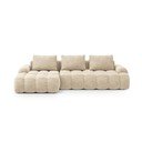 Smėlio spalvos iš velveto sulankstoma/su sandėliavimo vieta kampinė sofa (su kairiuoju kampu/su gultu) Linz – Cosmopolitan Design