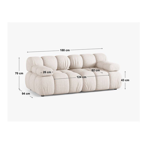 Smėlio spalvos sofa iš velveto 188 cm – Micadoni -image-4