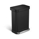 Šiukšliadėžė iš plieno matinės juodos spalvos su pedalu 55 l – simplehuman