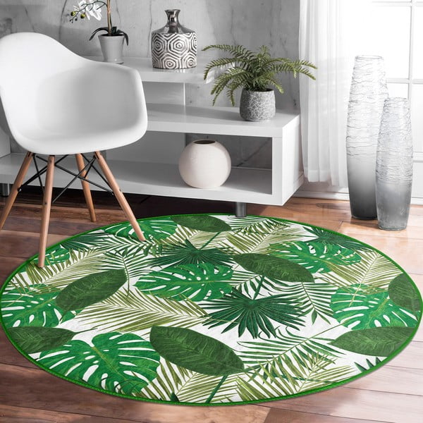 Skalbiamas/robotiniams dulkių siurbliams apvalios formos kilimas žalios spalvos ø 100 cm Comfort – Mila Home-image-3