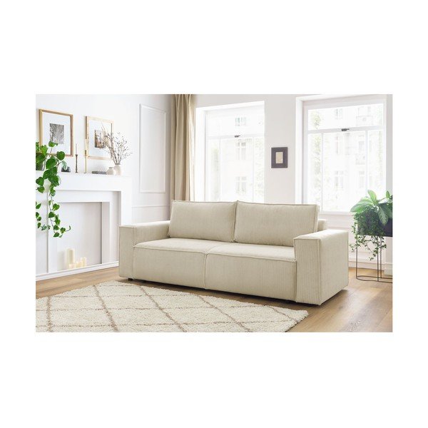 Sulankstoma sofa smėlio spalvos iš kordinio velveto 245 cm Nihad – Bobochic Paris-image-1