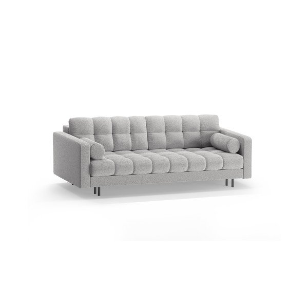 Šviesiai pilkos spalvos iš boucle sulankstoma/su sandėliavimo vieta sofa 222 cm Bali – Cosmopolitan Design-image-3