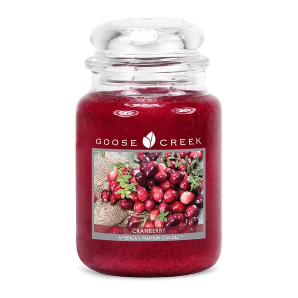 Kvapnioji žvakė stikliniame indelyje "Goose Creek Cranberry", 150 valandų degimo