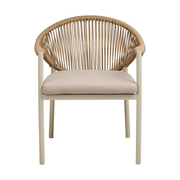 Smėlio spalvos metalinė/paminkštinto audinio sodo kėdė Abela – House Nordic-image-2