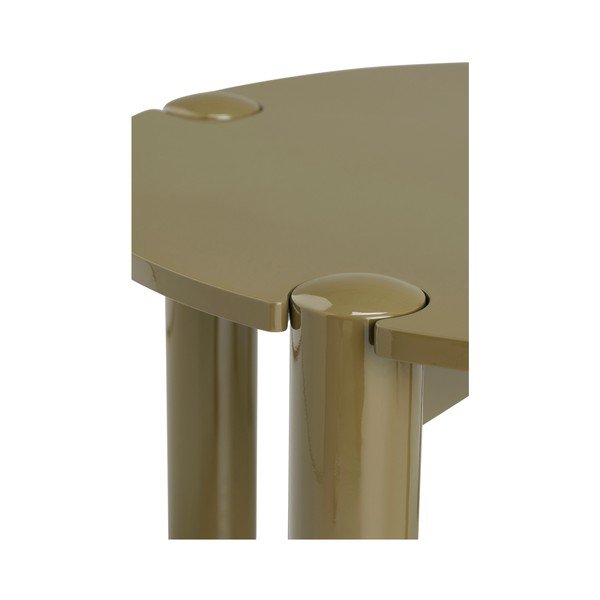 Khaki spalvos iš MDF plokštės apvalios formos kavos staliukas ø 80 cm Pussel – Ellos Home-image-3
