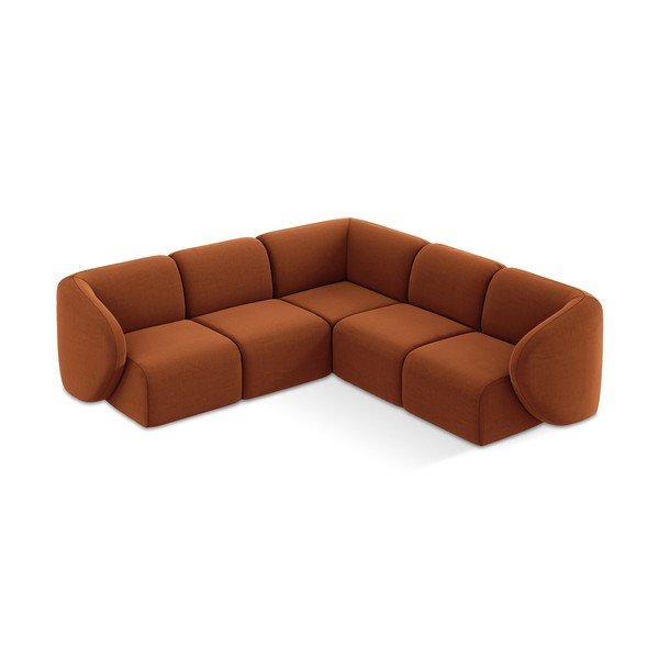 Terakotos spalvos kampinė sofa iš velveto Lani – Makamii-image-1