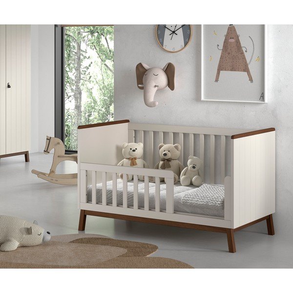 Smėlio spalvos iš pušies masyvo su nuimama puse/reguliuojamas aukštis vaikiška lovelė 70x140 cm Sezane – Vipack-image-3