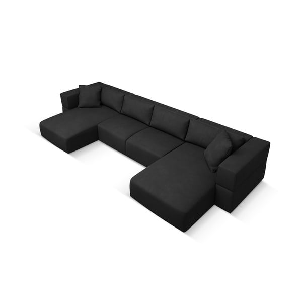 Kampinė sofa juodos spalvos („U“ formos) Esther – Milo Casa-image-2