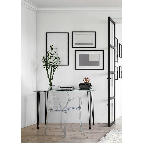 Rašomasis stalas su stikliniu stalviršiu 60x120 cm Rondo – Bizzotto-image-1