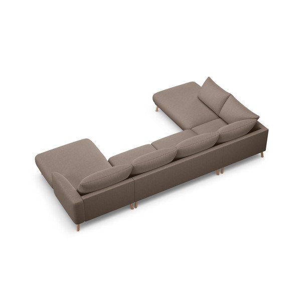 Taupe spalvos kampinė sofa („U“ formos) Naomi – Micadoni -image-2