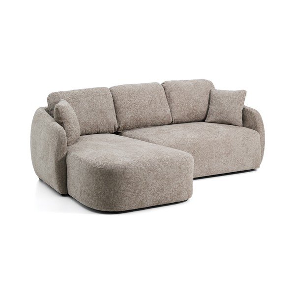 Taupe spalvos sulankstoma kampinė sofa iš šenilinio audinio (su kairiuoju kampu/su gultu) Laira – Kave Home-image-2