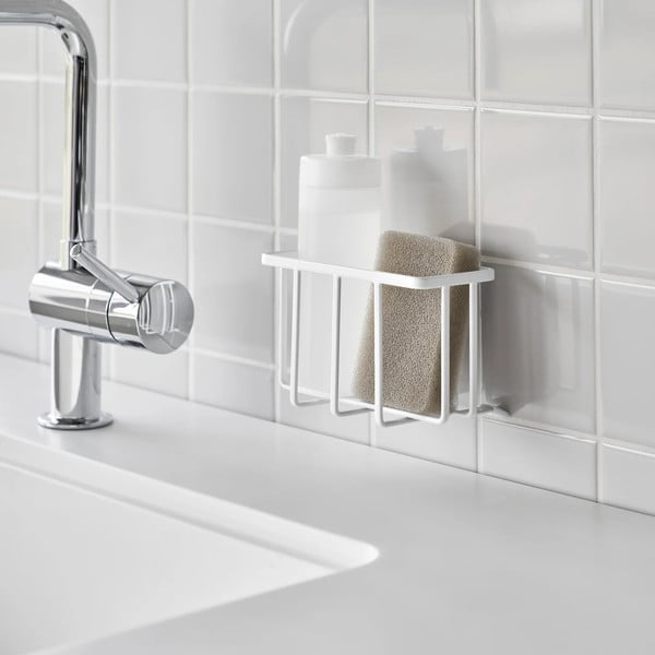 Su montavimu be gręžimo baltos spalvos iš metalo stovas skalbimo reikmenims Film Hook – YAMAZAKI-image-2