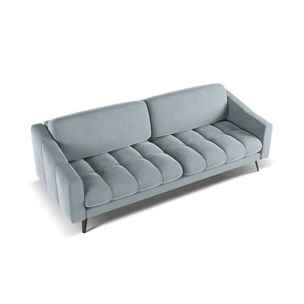 Šviesiai mėlynos spalvos iš velveto sofa 238 cm Nalu – Makamii-image-3